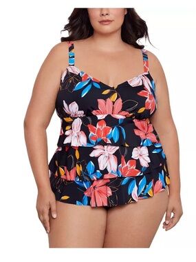 NWT Swim Solutions
Plus Size Tiered Floral-Print One Piece